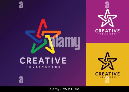 Design colorato e creativo con logo STAR Vector Illustrazione Vettoriale