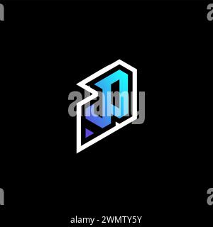 JO idee iniziali per il concetto di gioco blu sfumato per il team di sport, la contrazione e lo streamer Illustrazione Vettoriale