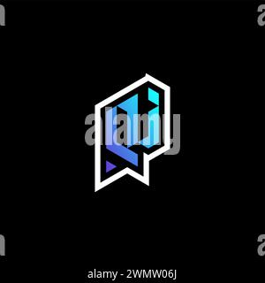 Idee iniziali di gioco QJ Gradient Blue per il team di sport, la contrazione e lo streamer Illustrazione Vettoriale