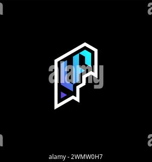 Idee iniziali per il concetto di gioco VF Gradient Blue per il team di sport, la contrazione e lo streamer Illustrazione Vettoriale