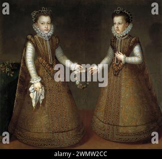 Coello Alonso Sánchez - Las infantas Isabel Clara Eugenia y Catalina Micaela (1575c.) Foto Stock