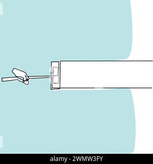 Disegno continuo su una linea della vista dall'alto di un pavimento di pulizia femminile con mocio bagnato. Concetto di contorno minimale. Illustrazione vettoriale Illustrazione Vettoriale