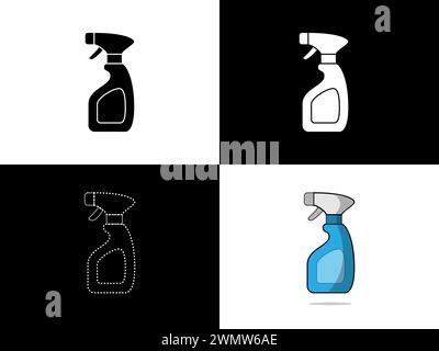 Illustrazione artistica icona del design logo con silhouette Concept simbolo dell'irroratrice per bottiglie Illustrazione Vettoriale