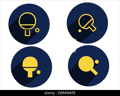 illustrazione artistica icona sportiva logo design concept silhouette vettoriale logotipo elemento isolato simbolo set di ping pong Illustrazione Vettoriale