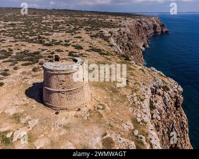 Torre Garroveret, Cap de Barbaria, Formentera, Isole Pitiusas, Comunità delle Baleari, Spagna Foto Stock