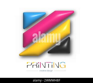 Logo astratto per stampa digitale 3d o fotografica. Modello vettoriale di un marchio, logo, adesivo o adesivo. L'idea del design creativo e del design tematico Illustrazione Vettoriale