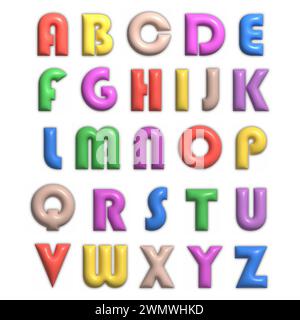 Alfabeto colorato 3D. Un set di lettere colorate tridimensionali per un design creativo Illustrazione Vettoriale