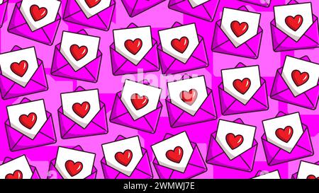 Icona illustrazione d'arte logo simbolo di san valentino amore romantico design di febbraio colorato di busta cuore Illustrazione Vettoriale