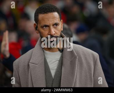 Londra, Regno Unito. 24 febbraio 2024 - Arsenal contro Newcastle United - Premier League - Emirates Stadium. Il giornalista televisivo Rio Ferdinand. Crediti immagine: Mark Pain / Alamy Live News Foto Stock