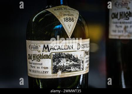 Bottiglia Macallan del raro whisky single malt Foto Stock