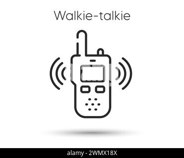 Icona della linea walkie talkie. Segnale radio set. Simbolo del trasmettitore vocale portatile. Vettore Illustrazione Vettoriale