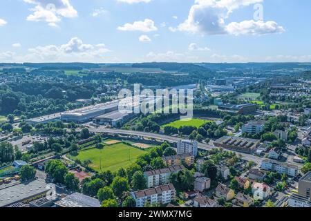 La città universitaria di Biberach an der Riß nella regione sveva di Donau-Iller dall'alto Foto Stock