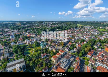 La città universitaria di Biberach an der Riß nella regione sveva di Donau-Iller dall'alto Foto Stock