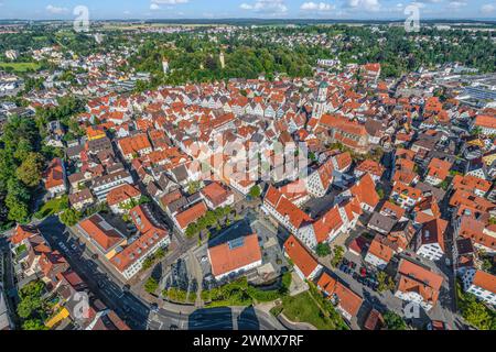 La città universitaria di Biberach an der Riß nella regione sveva di Donau-Iller dall'alto Foto Stock