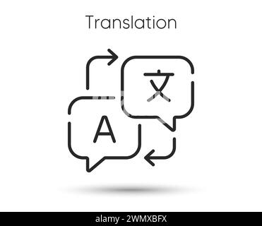 Icona della linea di traslazione. Segno di traduzione in lingua. Simbolo multilingue. Illustrazione vettoriale Illustrazione Vettoriale