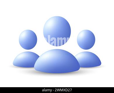 Icona 3d gruppo di persone. Community di utenti di social network. Capo squadra, gestione umana. Illustrazione vettoriale Illustrazione Vettoriale
