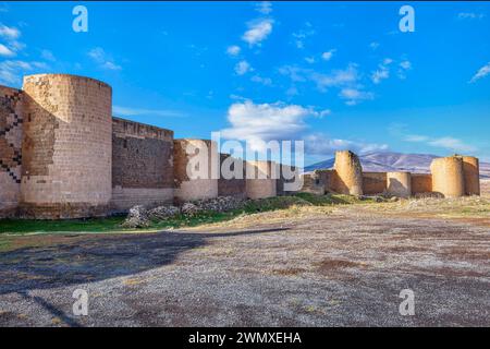 Mura della città che circondano il sito archeologico Ani, Kars, Turchia Foto Stock