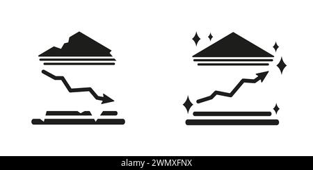 Vettore su e giù del grafico bancario. Vettore bancario. Una serie di stock in calo e in aumento. Grafico finanziario sullo sfondo della banca. Servizi bancari. Illustrazione Vettoriale