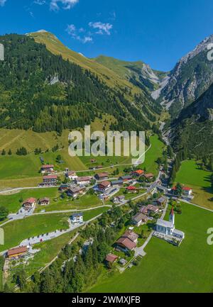 Vista del villaggio di Gramais, nella valle Otterbachtal, una valle laterale della valle di Lechtal Foto Stock