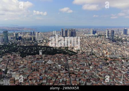 Vista da Istanbul Sapphire, a sud con il Bosforo e il Mar di Marmara, Levent, Besiktas, Istanbul, parte europea, provincia di Istanbul, Turchia Foto Stock