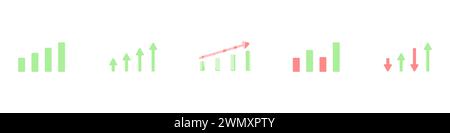 Grafico crescente. Grafico del vettore su e giù. Diagrammi contabili. Infografica vettoriale per la progettazione Web. Illustrazione Vettoriale