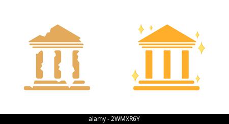 Servizi bancari. Gruppo vettoriale Bank Success. Logo bancario di successo. Icona del concetto di fallimento. Vettore di deposito bancario. Illustrazione Vettoriale