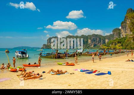 Thailandia, provincia di Krabi, West Railay, la spiaggia Foto Stock