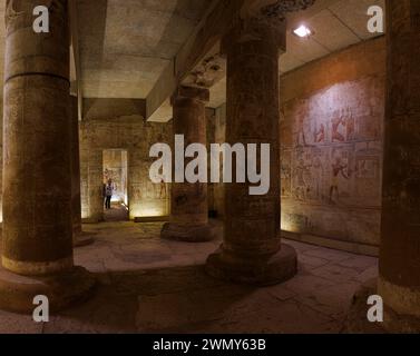 Egitto, Sohag, Abydos, Abydos, città di pellegrinaggio dei faraoni dichiarata Patrimonio dell'Umanità dall'UNESCO, tempio di Seti I. Foto Stock