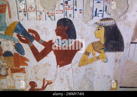 Egitto, Luxor, Antica Tebe con la sua necropoli dichiarata patrimonio dell'umanità dall'UNESCO, valle di Nobili, tomba 52 di Nakht Foto Stock