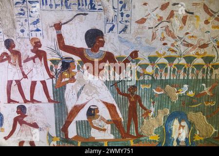 Egitto, Luxor, Antica Tebe con la sua necropoli dichiarata patrimonio dell'umanità dall'UNESCO, valle di Nobili, tomba 52 di Nakht Foto Stock