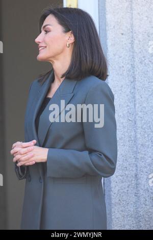 Madrid. Spagna. 20240228, la regina Letizia di Spagna partecipa a un pranzo in onore del presidente del Paraguay e della moglie al Palazzo Zarzuela il 28 febbraio 2024 a Madrid, Spagna Foto Stock