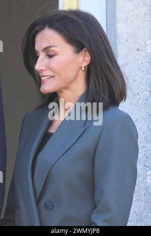 Madrid. Spagna. 20240228, la regina Letizia di Spagna partecipa a un pranzo in onore del presidente del Paraguay e della moglie al Palazzo Zarzuela il 28 febbraio 2024 a Madrid, Spagna Foto Stock