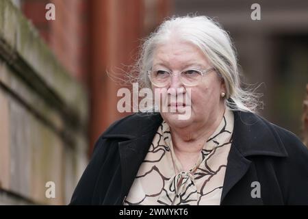 La madre di Emma Caldwell, Margaret Caldwell alla Corte Suprema di Glasgow, dove Iain Packer è stata dichiarata colpevole dell'omicidio di Emma Caldwell nel 2005. Data foto: Mercoledì 28 febbraio 2024. Foto Stock