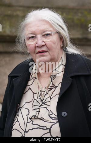 La madre di Emma Caldwell, Margaret Caldwell alla Corte Suprema di Glasgow, dove Iain Packer è stata dichiarata colpevole dell'omicidio di Emma Caldwell nel 2005. Data foto: Mercoledì 28 febbraio 2024. Foto Stock