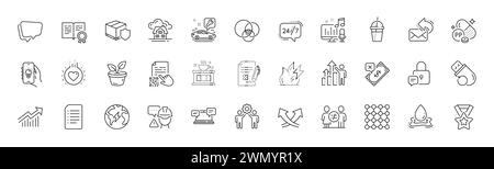 Pagamento rifiutato, frecce di intersezione e icone di riga del diagramma di Eulero. Per applicazioni Web, stampa. Icone di linea. Vettore Illustrazione Vettoriale