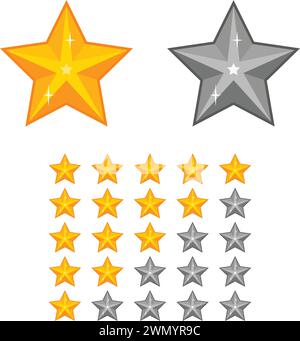 Set di design Star Icon per il gaming. Simbolo dell'icona a stella Illustrazione Vettoriale