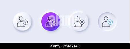 Icona Rimuovi riga utente. Firma avatar profilo. Icone di linea. Vettore Illustrazione Vettoriale