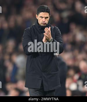 Londra, Regno Unito. 24 febbraio 2024 - Arsenal contro Newcastle United - Premier League - Emirates Stadium. Il direttore dell'arsenale Mikel Arteta. Crediti immagine: Mark Pain / Alamy Live News Foto Stock