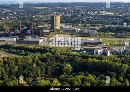 Ex sito dell'acciaieria Phoenix West, altoforno, gasometer, ex Hoesch, zona industriale, Dortmund, NRW, Germania, Foto Stock