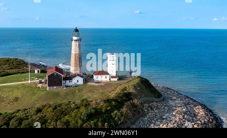 Il faro di Montauk Point si trova nel punto più orientale di Long Island, nella città di Montauk, Suffolk County, New York. Foto Stock