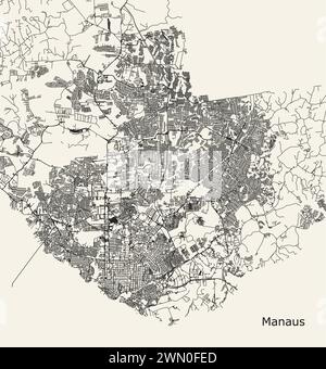 Mappa di Manaus, Stato di Amazonas, Brasile Illustrazione Vettoriale