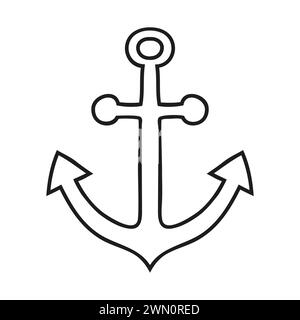 Ancora nautica, icona marinara dallo stile semplice Illustrazione Vettoriale