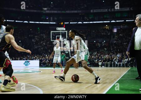 Nanterre, Francia. 28 febbraio 2024. Juhann BEGARIN 23 (Nanterre) durante il campionato francese Betclic Elite match di basket tra Nanterre 92 e Monaco Basket il 28 febbraio 2024 alla Paris la Defense Arena di Nanterre, Francia - Photo Loic Wacziak/DPPI Credit: DPPI Media/Alamy Live News Foto Stock