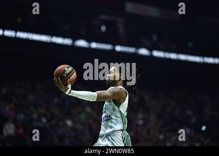 Nanterre, Francia. 28 febbraio 2024. Juhann BEGARIN 23 (Nanterre) durante il campionato francese Betclic Elite match di basket tra Nanterre 92 e Monaco Basket il 28 febbraio 2024 alla Paris la Defense Arena di Nanterre, Francia - Photo Loic Wacziak/DPPI Credit: DPPI Media/Alamy Live News Foto Stock