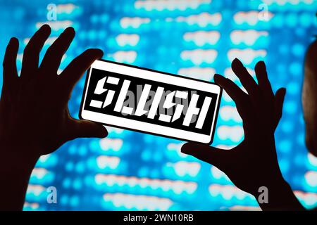 Brasile. 28 febbraio 2024. In questa immagine, il logo Slush viene visualizzato sullo schermo di uno smartphone. Credito: SOPA Images Limited/Alamy Live News Foto Stock