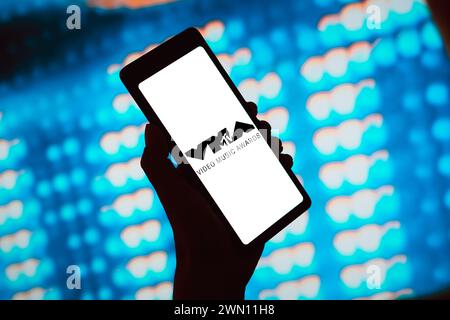 Brasile. 28 febbraio 2024. In questa immagine, il logo MTV Video Music Awards (VMA) viene visualizzato sullo schermo di uno smartphone. (Foto di Rafael Henrique/SOPA Images/Sipa USA) *** esclusivamente per notizie editoriali **** credito: SIPA USA/Alamy Live News Foto Stock