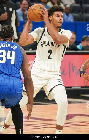 Orlando, Florida, Stati Uniti, 27 febbraio 2024, Brooklyn Nets Forward Cam Johnson numero 2 al Kia Center. (Foto: Marty Jean-Louis/Alamy Live News Foto Stock