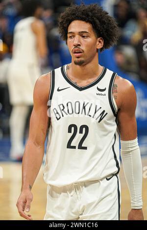 Orlando, Florida, Stati Uniti, 27 febbraio 2024, Brooklyn Nets forwrad Jalen Wilson #22 al Kia Center. (Foto: Marty Jean-Louis/Alamy Live News Foto Stock