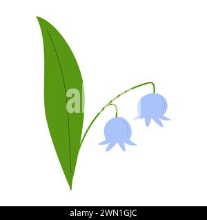 Gocce di neve disegnate a mano, fiori primaverili, foglie floreali e verdi. Elementi botanici in fiore multicolore per i progetti. Illustrazione vettoriale piatta isolata Illustrazione Vettoriale
