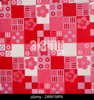 Motivi tradizionali giapponesi - rosso e bianco, floreale Foto Stock